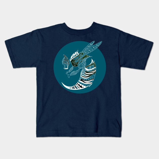 blue storm mayan bee ecopop Kids T-Shirt by jorge_lebeau